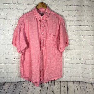Brooks Brothers Pink Linen Short Sleeve Shirt size L Large The Original Polo